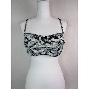 Athleta women's 38 B/C black white‎ underwire racer back bikini swim top